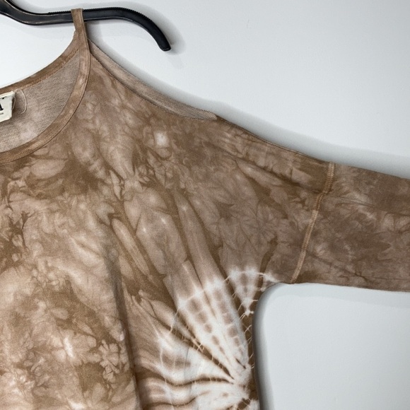 PPLA Petra cold shoulder top tan tie dye shirt size large - Picture 5 of 8